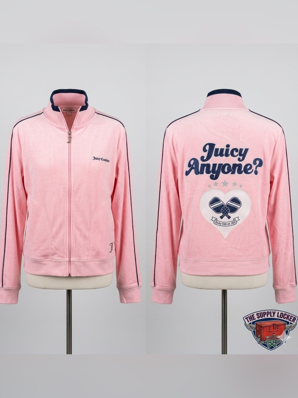 Juicy Couture Velour Track Jacket Pink “Juicy Anyone?” Full Zip XL NWT